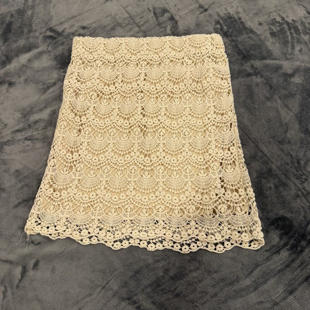 Hot & Delicious Cream Crochet Mini Skirt Sz S Boho Cottagecore Coquette VtgStyle - Picture 2 of 7